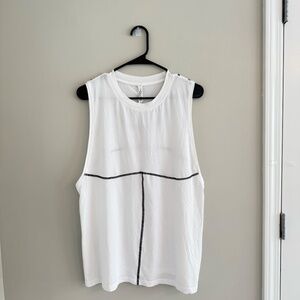 Lululemon White Tank Top with Black Stitching